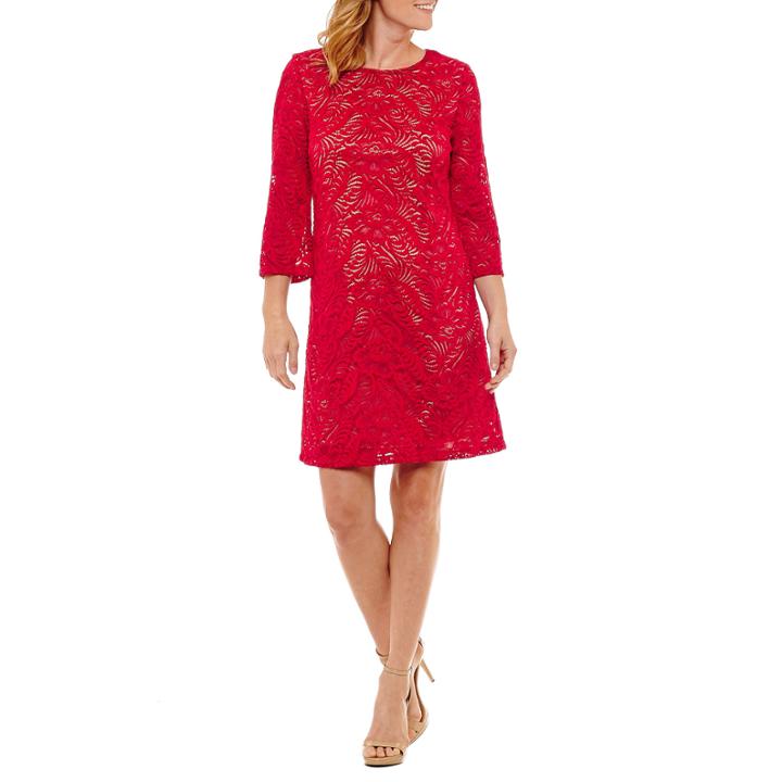 Liz Claiborne 3/4 Sleeve Floral Lace Sheath Dress