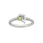 Genuine Peridot And Diamond-accent Sterling Silver Stackable Dolphin Ring