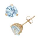 Lab Created Aquamarine And Diamond Accent 10k Yellow Gold Earrings