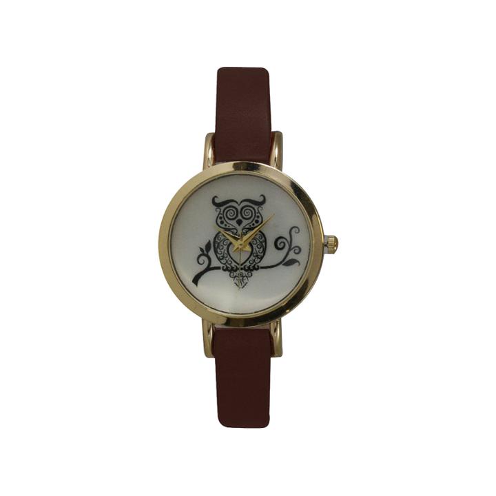 Olivia Pratt Womens Brown Strap Watch-20378darkbrownowl