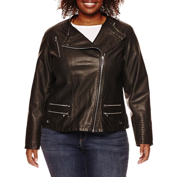 A.n.a Faux-leather Zip-up Moto Jacket - Plus