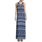 Love Reigns Sleeveless Print Lace-up Chiffon Maxi Dress - Juniors