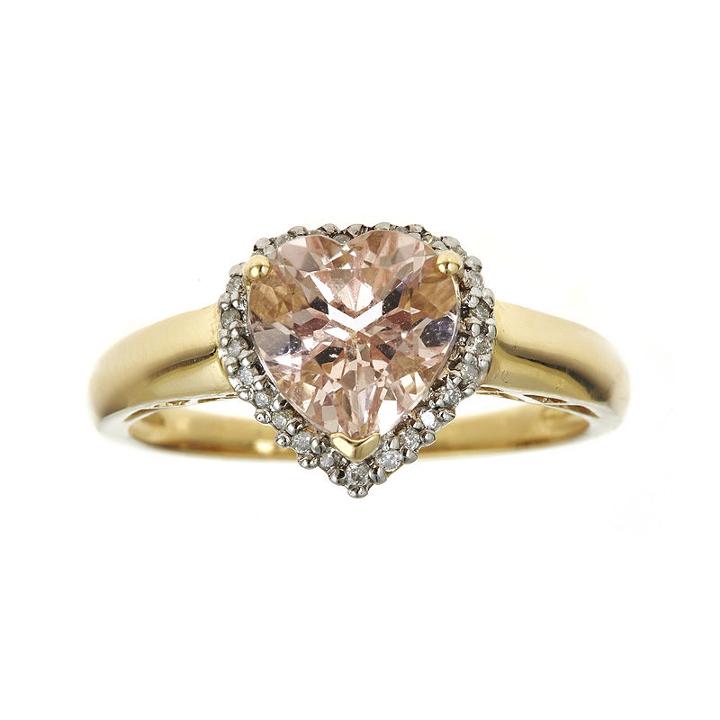 Limited Quantities! Heart-shaped Genuine Morganite And 1/10 Ct. T.w. Diamond Ring