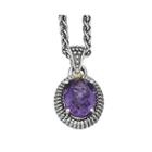 Sterling Silver With 14k Amethyst Oval Necklace