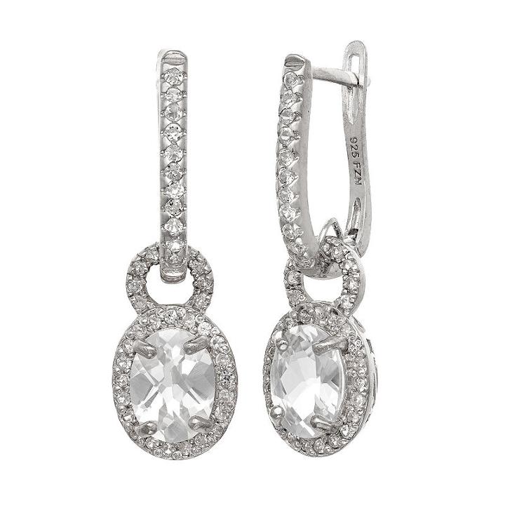 Lab Created White Sapphire Oval Drop Earrings