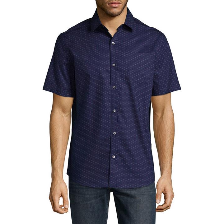 Claiborne Short Sleeve Floral Button-front Shirt