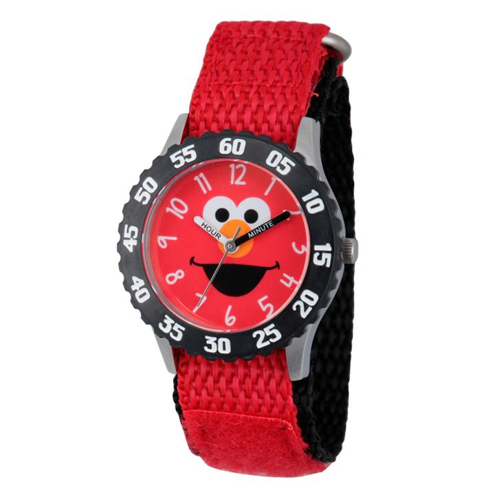Sesame Street Red And Black Elmo Time Teacher Strap Watch W003164