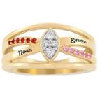Personalized Womens Genuine Multi Color Multi Stone 10k Gold Over Silver Cocktail Ring