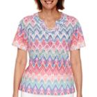 Alfred Dunner Tropical Punch Short-sleeve Zigzag Burnout Tee - Petite