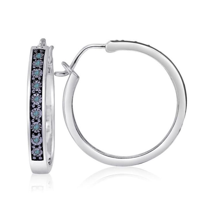 1/10 Ct. T.w. Blue Diamond Hoop Earrings