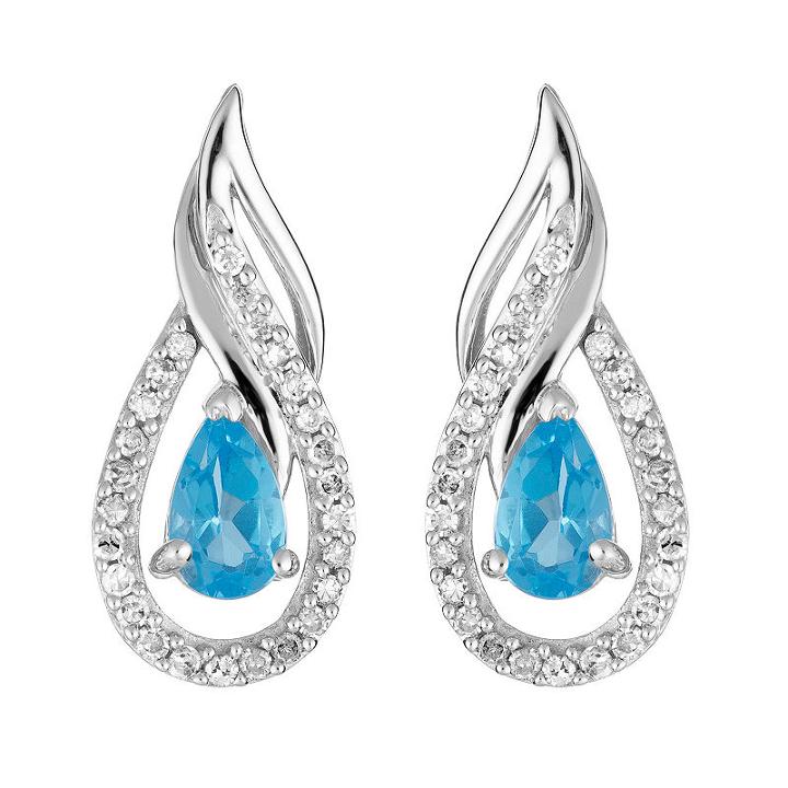 1/7 Ct. T.w. Genuine Blue Topaz 10k White Gold Drop Earrings