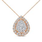 Womens 1 1/2 Ct. T.w. White Diamond 14k Rose Gold Pendant Necklace
