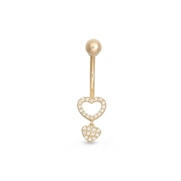 10k Yellow Gold Cubic Zirconia Heat Drop Belly Ring
