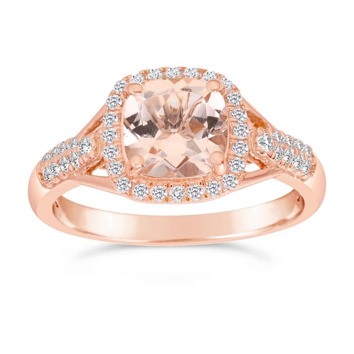 Womens 1/4 Ct. T.w. Champagne Morganite 10k Gold Halo Ring