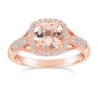 Womens 1/4 Ct. T.w. Champagne Morganite 10k Gold Halo Ring
