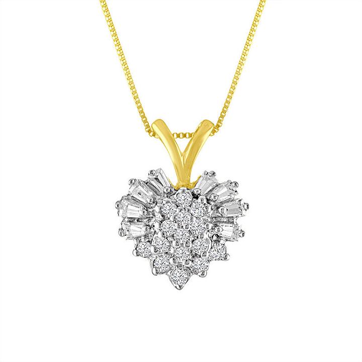 Womens 1/5 Ct. T.w. Genuine White Diamond 10k Gold Pendant Necklace