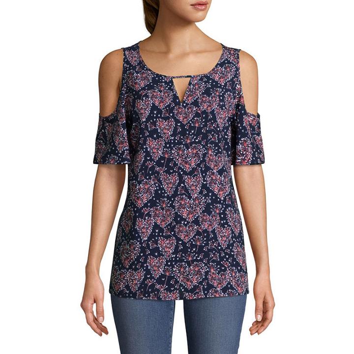 St. John's Bay Short Sleeve Keyhole Neck Blouse