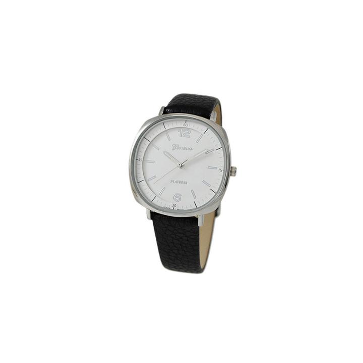 Geneva Platinum Womens Black Strap Watch-10029