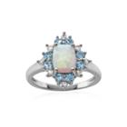Genuine Blue Topaz, Lab-created Opal And White Sapphire Ring