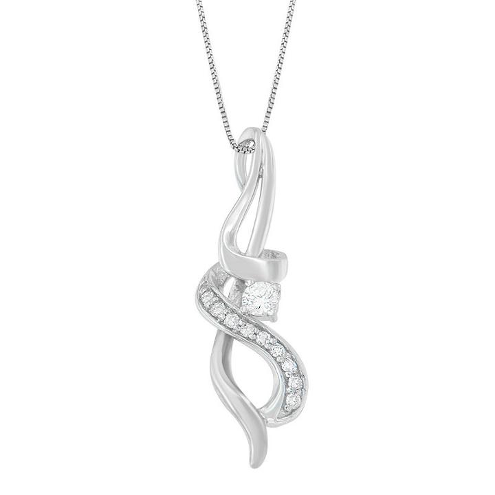 Womens 1/5 Ct. T.w. White Diamond 10k White Gold Pendant Necklace
