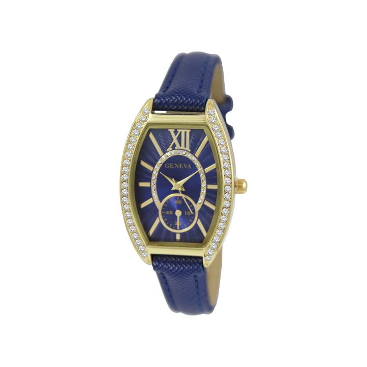 Geneva Womens Gold-tone Blue Strap Watch