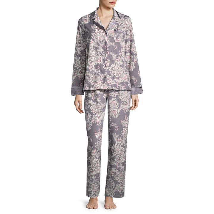 Liz Claiborne Microfleece Notch Pj Set