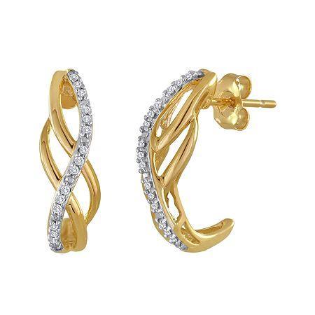 1/10 Ct. T.w. Diamond 10k Yellow Gold Swirl Earrings