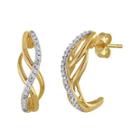 1/10 Ct. T.w. Diamond 10k Yellow Gold Swirl Earrings