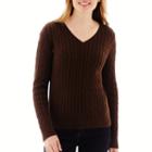St. John's Bay Long-sleeve Cable V-neck Sweater
