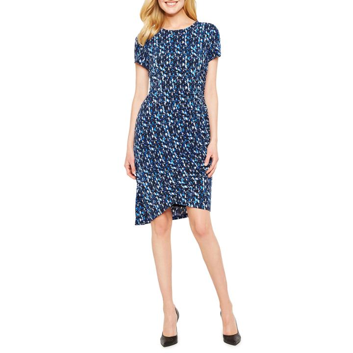 London Times Short Sleeve Wrap Dress