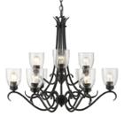 Parrish 9-light Chandelier In Black With Seeded Glass