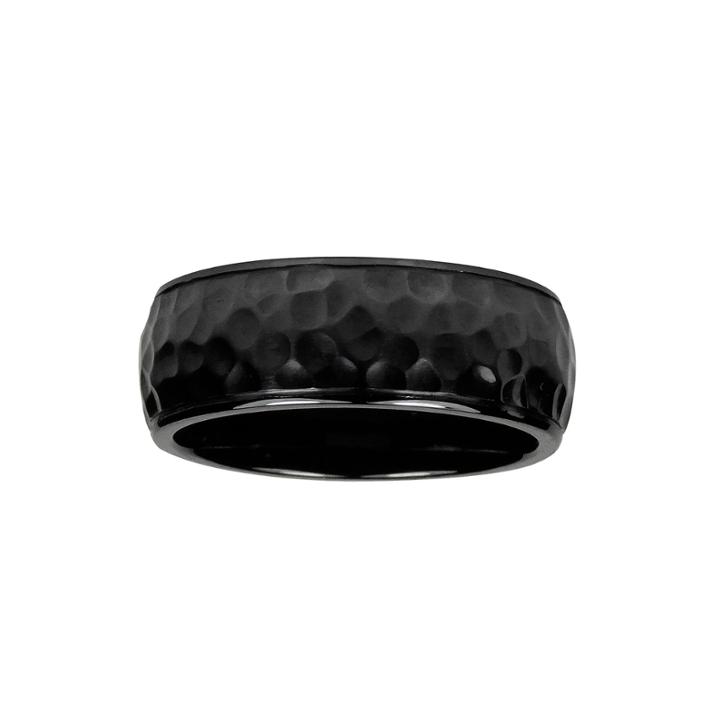 Mens 8mm Black Hammered Titanium Wedding Band
