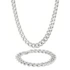 Mens Stainless Steel 12mm Chunky Curb Chain & Bracelet Boxed Set