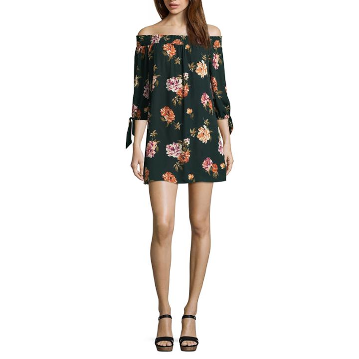 As U Wish Elbow Sleeve Floral A-line Dress-juniors