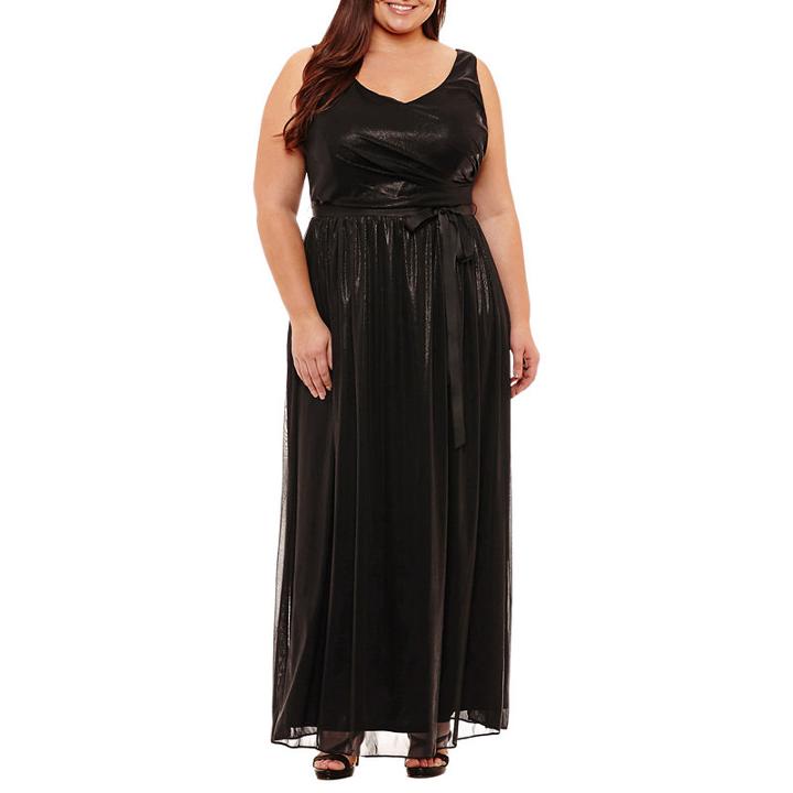 Blu Sage Sleeveless Belted Evening Gown - Plus