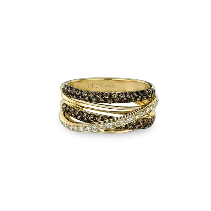 Grand Sample Sale By Le Vian 7/8 Ct. T.w. Chocolate Diamonds & Vanilla Diamonds 14k Honey Gold Le Vian Chocolatier Gladiator Weave Ring