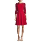 Rn Studio By Ronni Nicole Lace-sleeve Fit-and-flare Dress - Petite