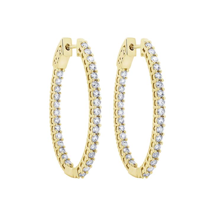 2 Ct. T.w. White Diamond 10k Gold Hoop Earrings