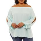 Belle + Sky Split Sleeve Off Shoulder Blouse-plus