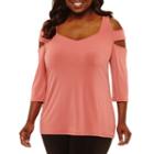 Bold Elements 3/4 Sleeve Round Neck Woven Blouse-plus
