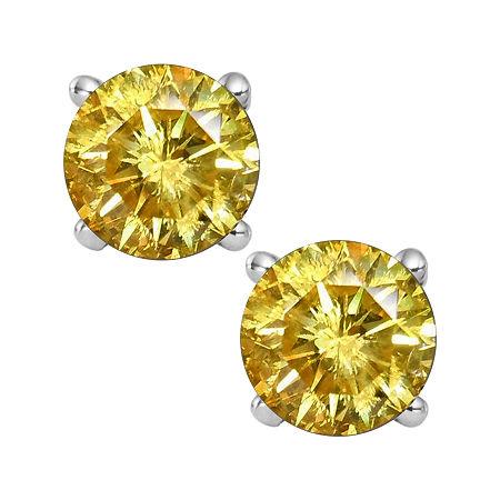 1 Ct. T.w. Color-enhanced Yellow Diamond Stud Earrings