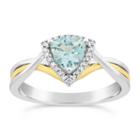Womens 1/10 Ct. T.w. Blue Aquamarine 10k Gold Crossover Ring