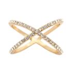 Sparkle Allure Womens Clear Gold Over Brass Cocktail Ring