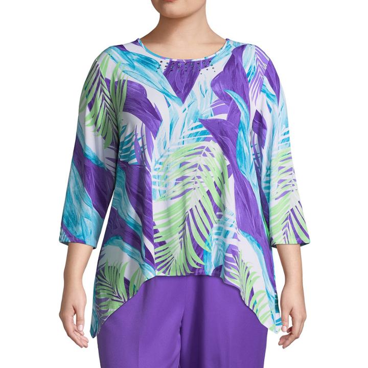 Alfred Dunner All Aflutter Fern Print T-shirt- Plus