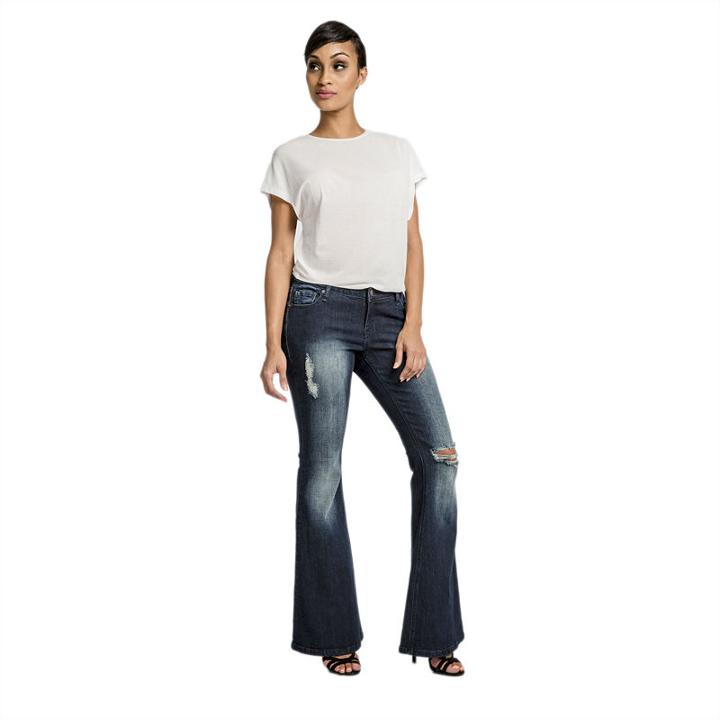 Poetic Justice Curvy 24 Flare Leg Destroyed Jean