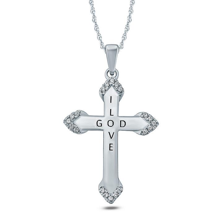 Womens Diamond Accent Genuine White Diamond Round Pendant