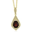 Womens Genuine Red Garnet 14k Gold Over Silver Pendant Necklace