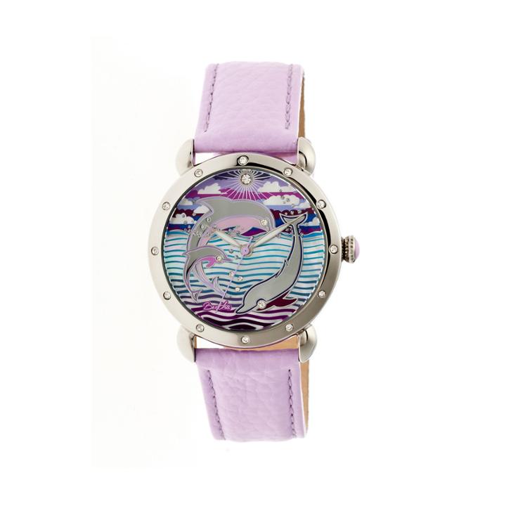Bertha Womens Estella Mother-of-pearl Laveneder Leather-band Watchbthbr5103