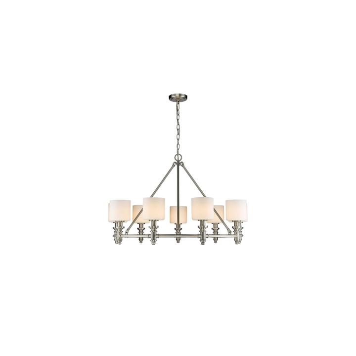 Beckford 9-light Chandelier In Pewter With Opal Glass