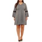 Robbie Bee Long Sleeve Fit & Flare Dress-plus